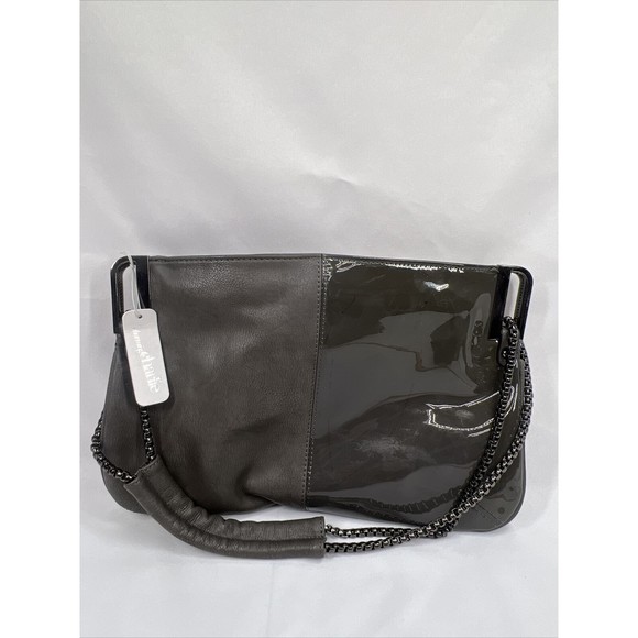 Charming Charlie Off Black Grey Purse Shoulder Bag Chain Strap Double Zippers - Picture 1 of 8